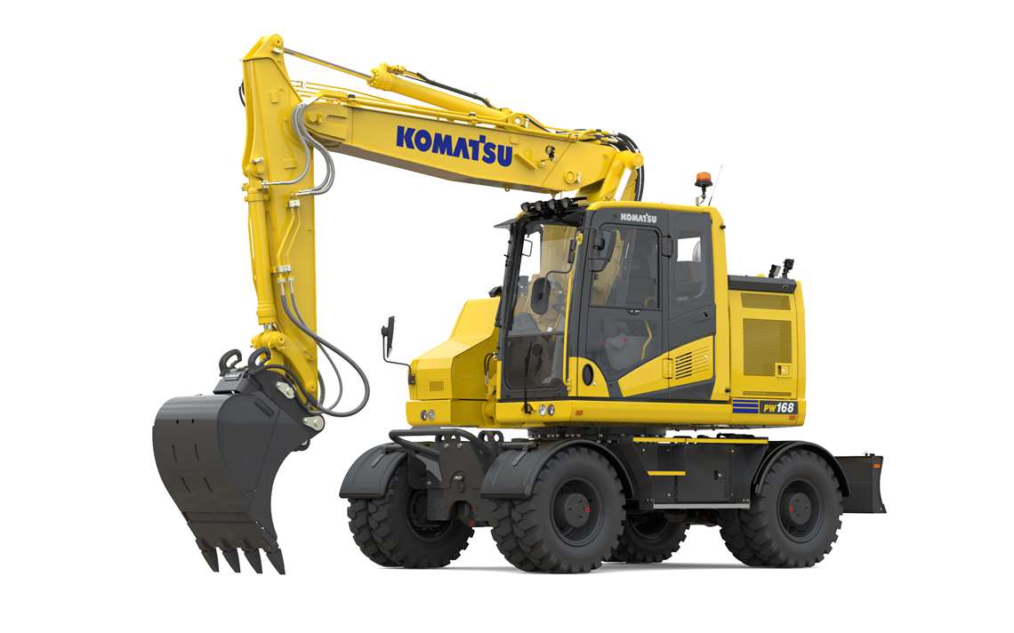 The Komatsu PW168-11 short tailswing wheeled excavator. (Photo: Komatsu)