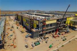 Aerial view of Taiwan semiconductors' mega factory under construction in North Phoenix, Arizona.