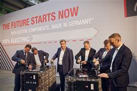 MAN Truck & Bus executives celebrate launch of €100m battery production program