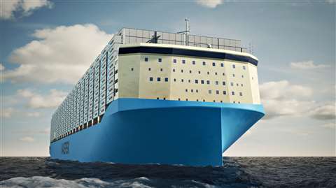 Artist's concept of Maersk methanol-fuelled container ship