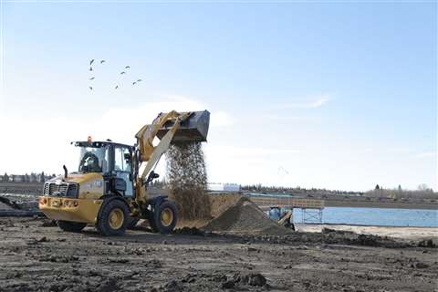 Cat 908 compact wheeled loader in high configuration