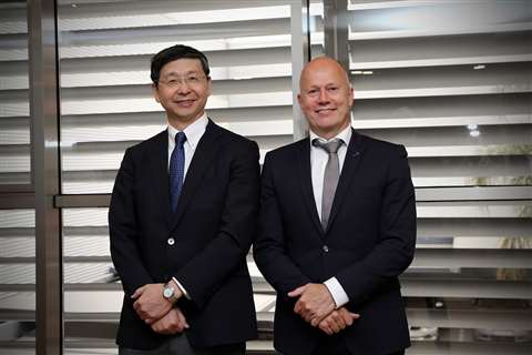 Left to rightTetsuya Yamamoto, Chief Operating Officer and representative Director of Yanmar Holdings and Peter Aarsen