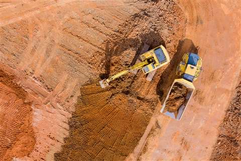 Aerial view of construction equipment 